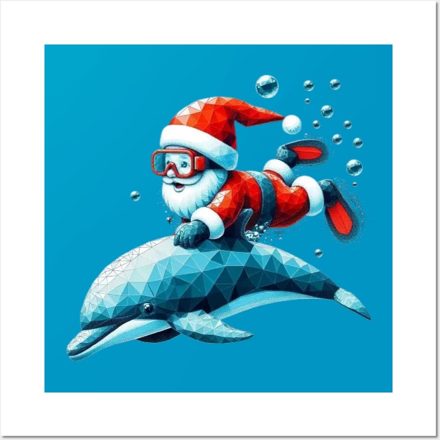 Baby Santa with Dolphin ii Wall Art by fadinstitute